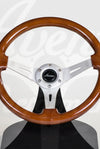AVENUE WOODGRAIN W/ BRUSHED ALUMINUM SPOKES STEERING WHEEL