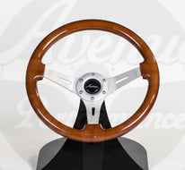 AVENUE WOODGRAIN W/ BRUSHED ALUMINUM SPOKES STEERING WHEEL