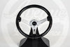 AVENUE RAVEN BLACK/ BRUSHED ALUMINUM SPOKES STEERING WHEEL