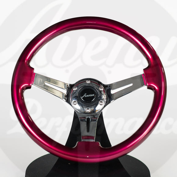 AVENUE CHERRY PEARL/ CHROME SPOKES STEERING WHEEL