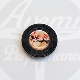 AVENUE LOGO TAN CHERRY BLOSSOM HORN BUTTON