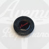 AVENUE BLACK LOGO HORN BUTTON W/ RED LETTERS
