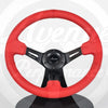 AVENUE RED LEATHER/ RED STITCH/ BLACK SPOKES STEERING WHEEL