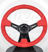 AVENUE RED LEATHER/ RED STITCH/ BLACK SPOKES STEERING WHEEL