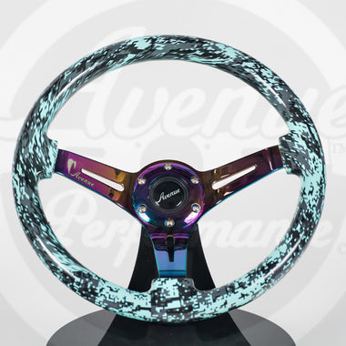 AVENUE MINTY DIGI CAMO/ NEOCHROME SPOKES HYDRO DIPPED STEERING WHEEL