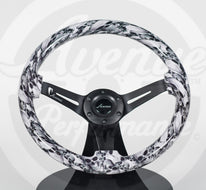 AVENUE WHITE SKULLS/ BLACK SPOKES HYDRO DIPPED STEERING WHEEL