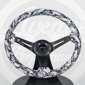 AVENUE WHITE SKULLS/ BLACK SPOKES HYDRO DIPPED STEERING WHEEL