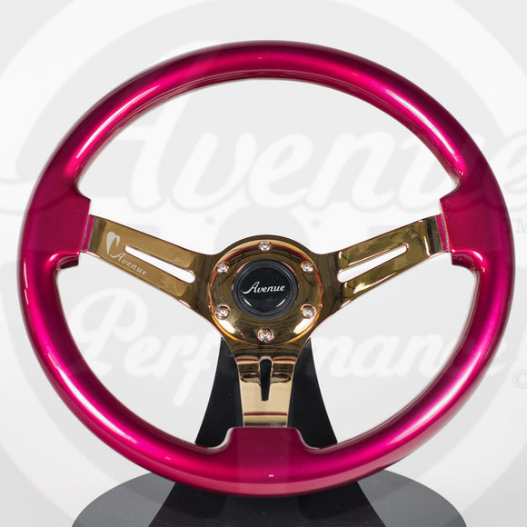 AVENUE CHERRY PEARL/ GOLD SPOKES STEERING WHEEL