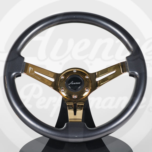 AVENUE TITANIUM/ GOLD SPOKES STEERING WHEEL