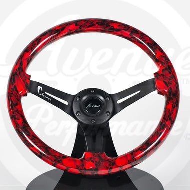 AVENUE RED SKULLS/ BLACK SPOKES HYDRO DIPPED STEERING WHEEL