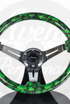 AVENUE GREEN SKULLS/ CHROME SPOKES HYDRO DIPPED STEERING WHEEL