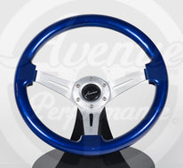 AVENUE DAYTONA BLUE/ BRUSHED ALUMINUM  SPOKES STEERING WHEEL