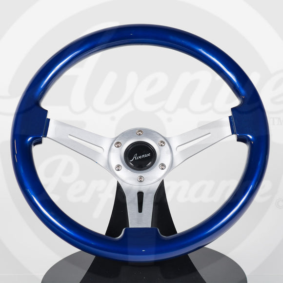 AVENUE DAYTONA BLUE/ BRUSHED ALUMINUM  SPOKES STEERING WHEEL