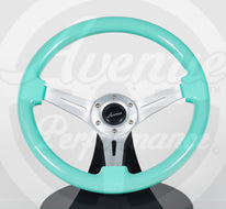 AVENUE MINTY/ BRUSHED ALUMINUM SPOKES STEERING WHEEL