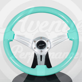 AVENUE MINTY/ BRUSHED ALUMINUM SPOKES STEERING WHEEL