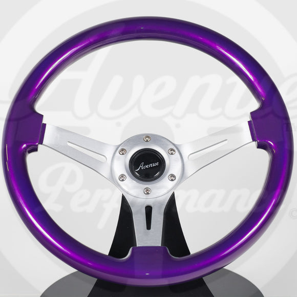 AVENUE ELECTRIC PURPLE/ BRUSED ALUMINUM  SPOKES STEERING WHEEL