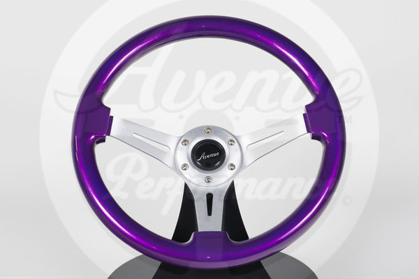 AVENUE ELECTRIC PURPLE/ BRUSED ALUMINUM SPOKES STEERING WHEEL