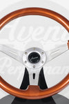 AVENUE BURNT ORANGE/ BRUSHED ALUMINUM SPOKES STEERING WHEEL