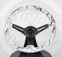 AVENUE WHITE BASE/ BLACK SPLATTER/ BLACK SPOKES STEERING WHEEL (LIMITED EDITION)