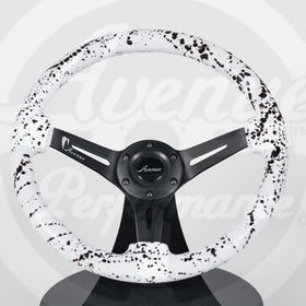 AVENUE WHITE BASE/ BLACK SPLATTER/ BLACK SPOKES STEERING WHEEL (LIMITED EDITION)