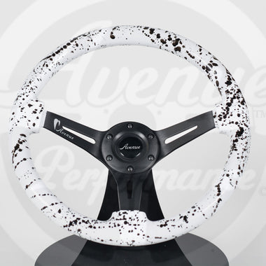 AVENUE WHITE BASE/ BLACK SPLATTER/ BLACK SPOKES STEERING WHEEL (LIMITED EDITION)