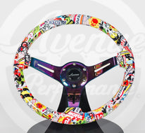 AVENUE STICKERBOMB/ NEOCHROME SPOKES HYDRO DIPPED STEERING WHEEL