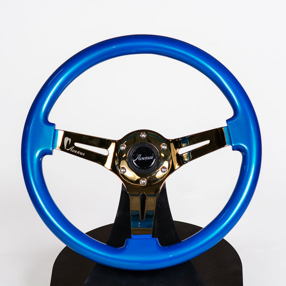 AVENUE ORIENTAL BLUE/ GOLD SPOKES STEERING WHEEL