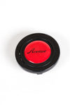 AVENUE RED LOGO HORN BUTTON W/ BLACK LETTERS