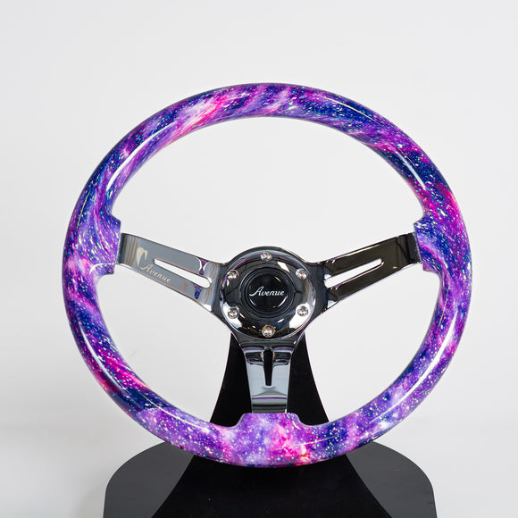 AVENUE GALAXY/ CHROME SPOKES HYDRO DIPPED STEERING WHEEL