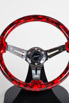 AVENUE RED SKULLS/ CHROME SPOKES HYDRO DIPPED STEERING WHEEL