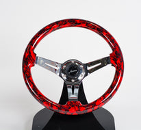 AVENUE RED SKULLS/ CHROME SPOKES HYDRO DIPPED STEERING WHEEL