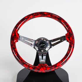 AVENUE RED SKULLS/ CHROME SPOKES HYDRO DIPPED STEERING WHEEL