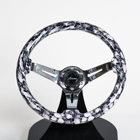 AVENUE WHITE SKULLS/ CHROME SPOKES HYDRO DIPPED STEERING WHEEL