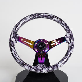 AVENUE WHITE SKULLS/ NEOCHROME SPOKES HYDRO DIPPED STEERING WHEEL